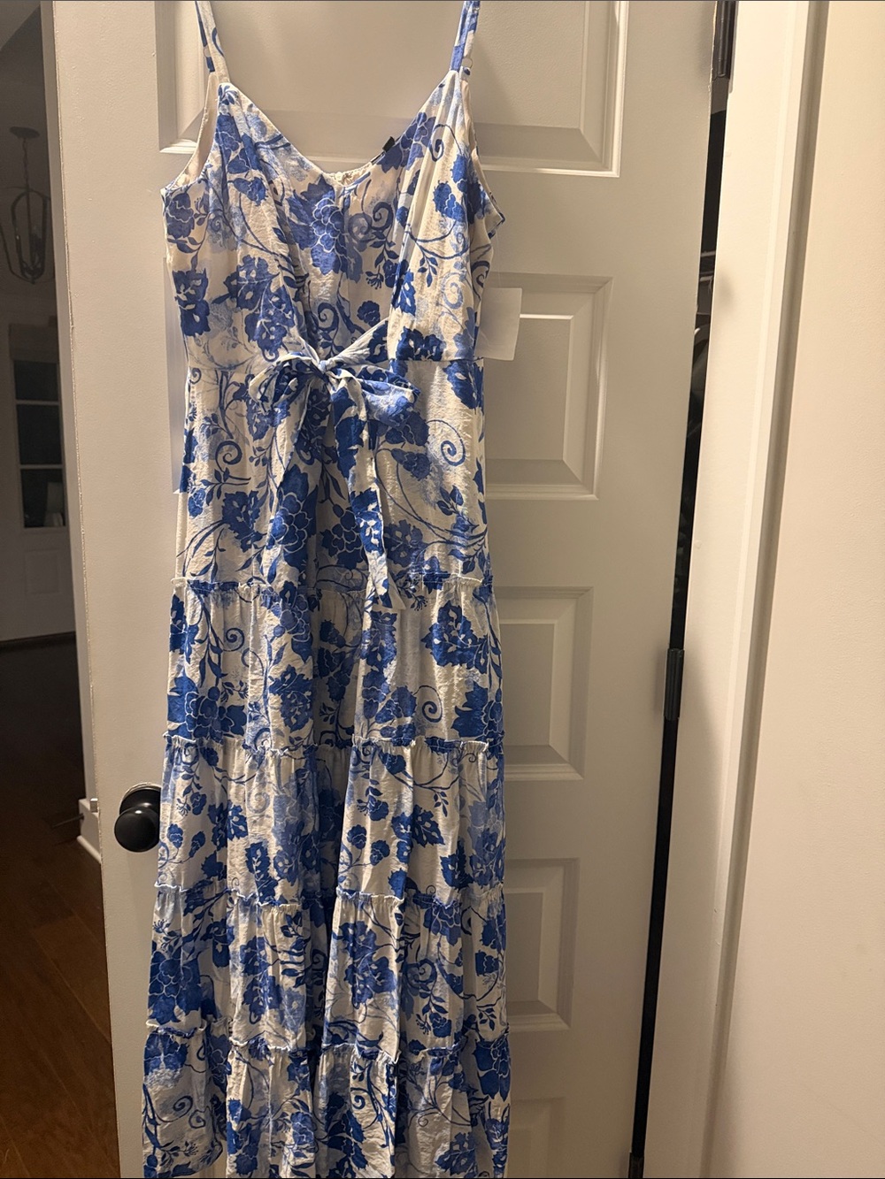 Nordstrom Blue and White Floral Maxi with Tie Front